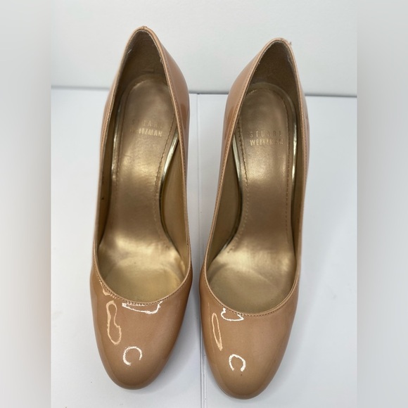 STUART WEIZTMAN 7 Elegant Luxury Designer Tan High Heels - Picture 10 of 10